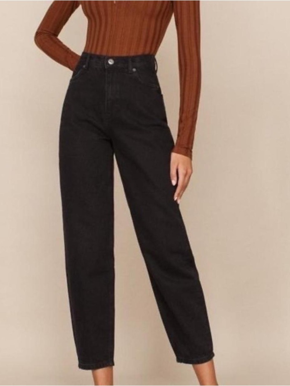 High-Waist Black Straight-Leg Women's Jeans